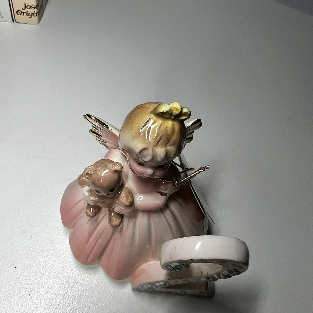 Vintage Josef Originals Birthday Girl Angel Age 2 Teddy Bear Figurine Box Tag